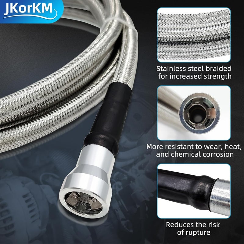 JkorkM Fuel Line ‎819-816 Compatible With 2004-2010 Chevy Silverado 1500 Classic 2500 HD 3500 GMC Sierra 1500 2500 HD 3500, 819-816 Flexible Stainless Steel Braided Fuel Line Kit OE#15946178 15946184 - Image 4